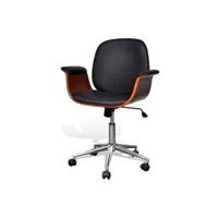 fauteuil de bureau helloshop26 fauteuil chaise siège de bureau luxe pivotant ergonomique avec accoudoir bois et noir