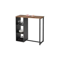 table haute vente-unique meuble de bar morena - métal & mdf - plateau effet noyer