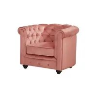 fauteuil de salon vente-unique fauteuil chesterfield - velours rose pastel