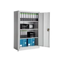 armoire de bureau tectake armoire métallique à dossiers 4 niveaux 140x90x40cm - gris