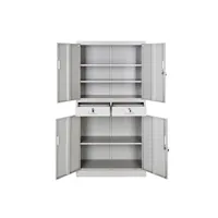 armoire de bureau tectake armoire métallique de classement avec 2 tiroirs 40 x 90 x 180 cm - gris