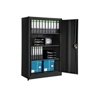 armoire de bureau tectake armoire métallique à dossiers 4 niveaux 140x90x40cm - noir