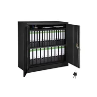 armoire de bureau tectake armoire métallique à dossiers 3 étagères 90x40x90cm - noir