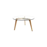 table basse the home deco factory - table basse ronde plateau en verre 80 cm