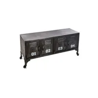 meubles tv atmosphera - meuble en métal 4 portes sevin - noir - sevin