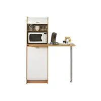table de cuisine simmob table de cuisine et meuble rangement - coloris: hêtre + rideau blanc