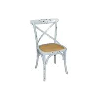 chaise de jardin bolero chaises en bois bleu patiné avec dossier croisé - x 2