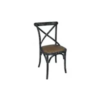 chaise de jardin bolero chaises en bois noir patiné avec dossier croisé - x 2