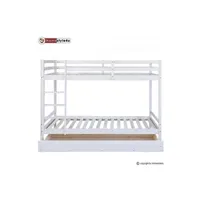 lits superposés simple blancs 90x200cm avec tiroir de rangement