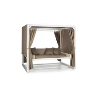 balancelle de jardin - eremitage luxury - canapé balançoire - 236x210x180 cm - auvent et rideaux - polyester - blanc
