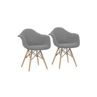 visconti set 2 chaises design à coque polypropylène - gris