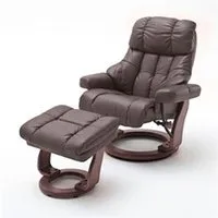 fauteuil de relaxation pegane fauteuil relax en cuir coloris marron / noyer - 97 x 110 x 92 cm --