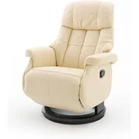 fauteuil de relaxation pegane fauteuil relax en cuir coloris crème et noir - 77 x 111 x 86 cm --