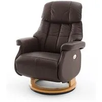 fauteuil de relaxation pegane fauteuil relax en cuir coloris marron / naturel - 82 x 111 x 86 cm --