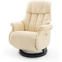 fauteuil de relaxation pegane fauteuil relax en cuir coloris crème et noir - 82 x 111 x 86 cm --