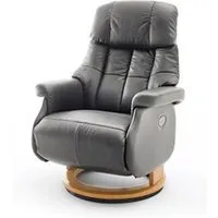 fauteuil de relaxation pegane fauteuil relax en cuir coloris gris foncé / naturel - 82 x 111 x 86 cm --