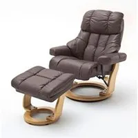 fauteuil de relaxation pegane fauteuil relax en cuir coloris marron / naturel - 97 x 110 x 92 cm --