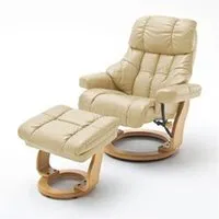 fauteuil de relaxation pegane fauteuil relax en cuir coloris crème / naturel - 97 x 110 x 92 cm --