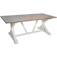 table de repas en bois coloris naturel / blanc - l. 200 x l. 100 x h. 78 cm --