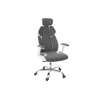 fauteuil de bureau mendler chaise de bureau hwc-f12, chaise pivotante, tissu + similicuir gris/blanc