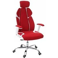 fauteuil de bureau mendler chaise de bureau hwc-f12, chaise pivotante, tissu + similicuir rouge/blanc