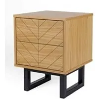 chevet 2 tiroirs en bois imitation chêne - ch0022