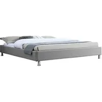 lit 2 places idimex lit futon double nizza, 180 x 200 cm, avec sommier, revêtement en tissu gris