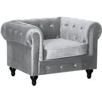fauteuil chesterfield velours aliza - 111 x 82 x 70 cm - gris