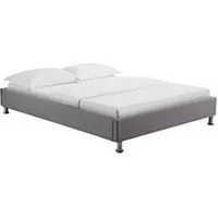 lit 2 places idimex lit futon double nizza, 140 x 190 cm, avec sommier, revêtement en tissu gris