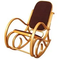 rocking-chair fauteuil à bascule m41, imitation chêne, tissu marron