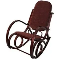 rocking-chair, fauteuil à bascule m41, imitation noyer, tissu marron