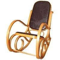 chaise mendler fauteuil à bascule m41 aspect chêne assise en cuir patchwork marron