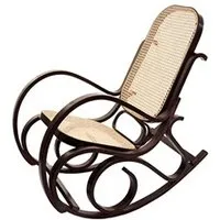 rocking-chair fauteuil à bascule, couleur noyer, rotin