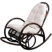 rocking-chair fauteuil à bascule hwc-c40, bois marron, avec coussin