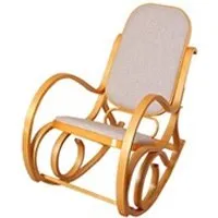 rocking-chair, fauteuil à bascule m41, imitation chêne, tissu beige