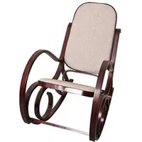 rocking-chair, fauteuil à bascule m41, imitation noyer, tissu beige