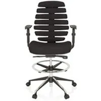 tabouret bas hjh office chaise de bureau / siège pivotant ergo line ii work tissu noir