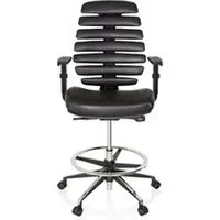 tabouret bas hjh office chaise bureau / siège pivotant ergo line ii work simili cuir noir
