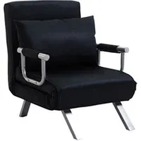 fauteuil de salon homcom fauteuil chauffeuse canapé-lit convertible 1 place déhoussable grand confort coussin pieds accoudoirs métal suède noir