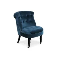 fauteuil de salon non renseigné fauteuil crapaud à roulette velours bleu princy