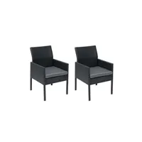 chaise mendler 2x fauteuil de jardin hwc-g12 noir, coussin gris foncé, alu, semi-circulaire