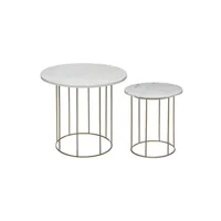 table d'appoint atmosphera - 2 tables à café design marbre béa - blanc et doré - béa