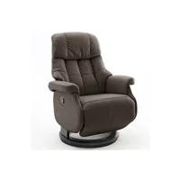 fauteuil de relaxation pegane fauteuil relax rotatif en cuir marron - l.77 x h.111 x p.86 cm --