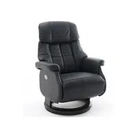 fauteuil de relaxation pegane fauteuil relax l rotatif en cuir coloris noir - l.82 x h.111 x 86 cm --