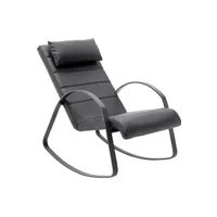 fauteuil relax en métal et simili-cuir coloris noir - longueur 67 x hauteur 90 x profondeur 115 cm - -