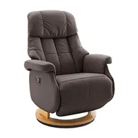 fauteuil de relaxation pegane fauteuil relax rotatif en cuir coloris marron - l.77 x h.111 x p.86 cm --