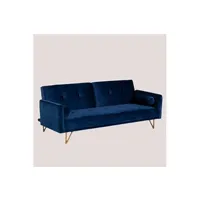 canapé droit sklum canapé inclinable 3 places en velours jehrd bleu 77 cm