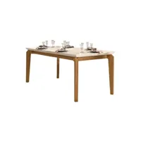 table de cuisine dj moveis table à manger 6 personnes chêne et blanc plateau verre 170 x 90 x 80 cm - l 170 x l 90 x h 80 cm - beaux meubles pas chers