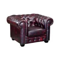 fauteuil de salon linéa sofa fauteuil chesterfield brenton 100% cuir de buffle - bordeaux
