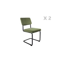- lot de 2 chaises cantilevers design velours keen - vert - keen